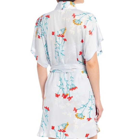 Josie Floral Satin Short Wrap Robe - Picture 2 of 4
